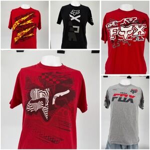 Lot of 5 Fox Racing Graphic T-Shirts Mens Medium Red Black Motocross Team Fox